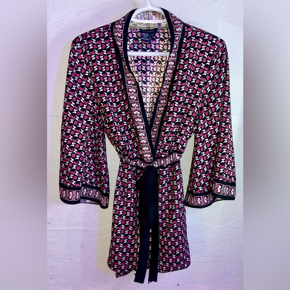 Max Studio Black and Pink Patterned Tunic